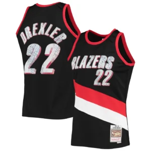 Men's Portland Trail Blazers Clyde Drexler Black 1991-92 Hardwood Classics NBA 75th Anniversary Diamond Swingman Jersey