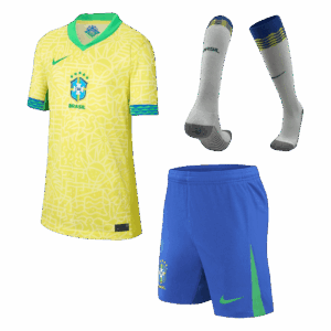 Kids Brazil Custom Home Full Soccer Kits 2024