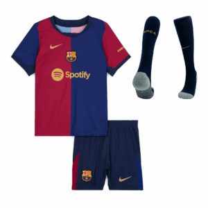 Kids Barcelona Custom Home Full Soccer Kits 2024-25