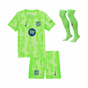 Kids Barcelona Custom Third Away Full Soccer Kits 2024-25 - UCL Spotify Logo Without Text